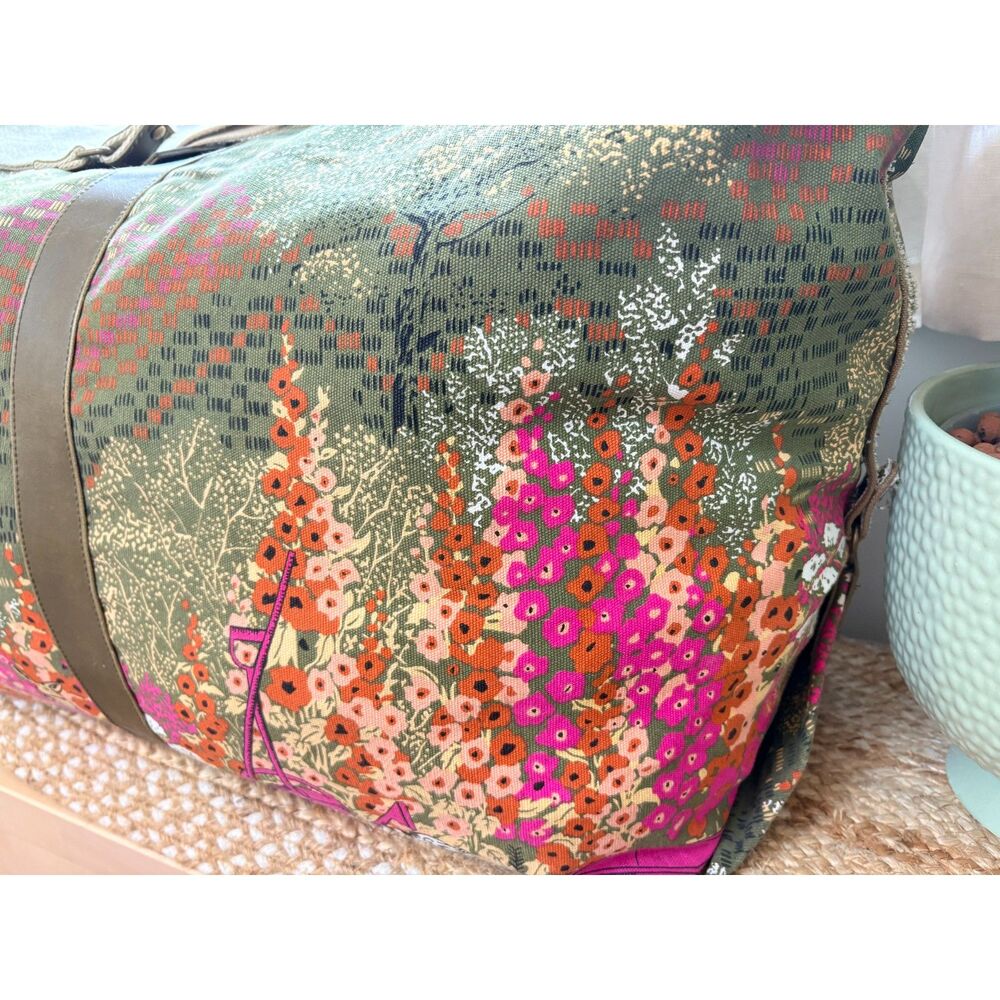 Vintage III Parcel Loop NYC XL Canvas Duffel Weekender Bag Woodland Floral - Picture 3 of 12